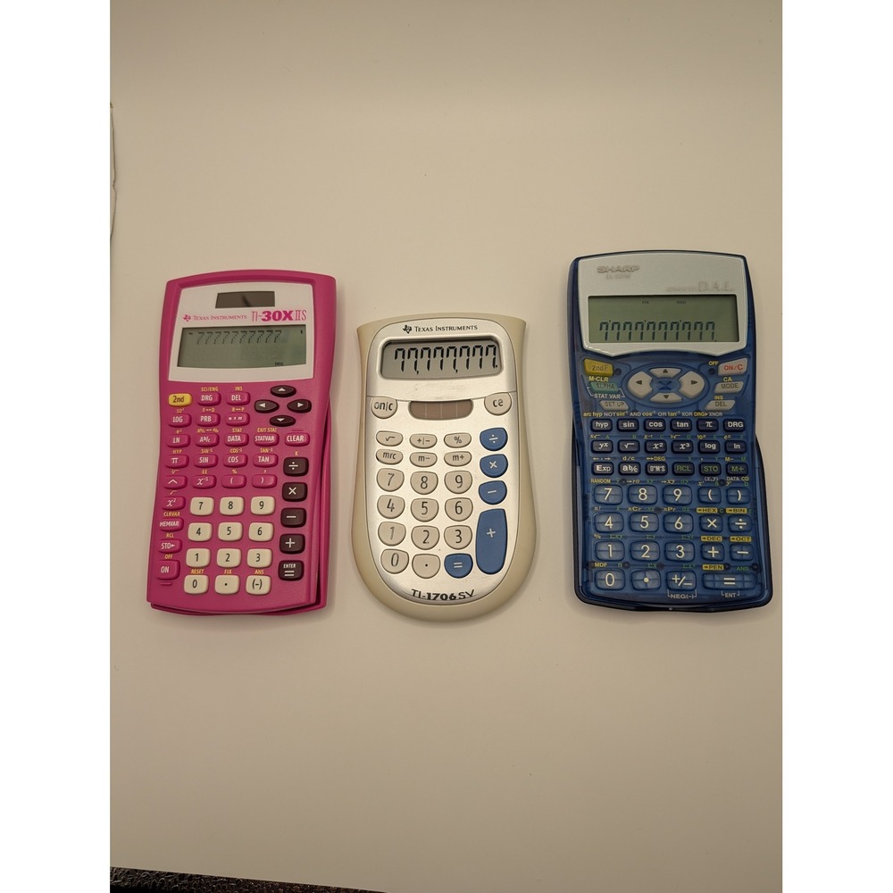 Calculator Lot of 3 TI-30X IIS Pink TI-1706SV Sharp EL-531RH Scientific